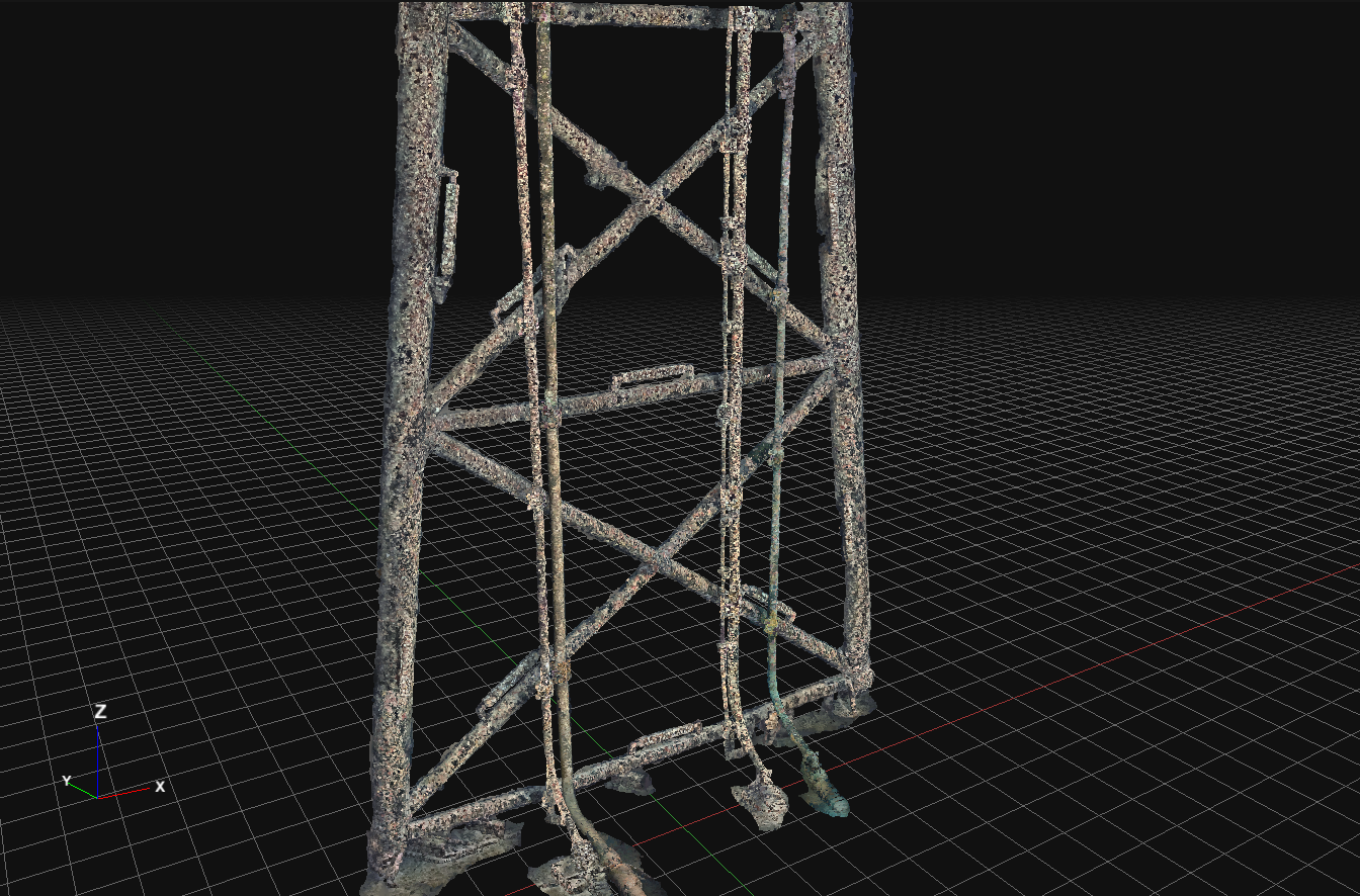Photogrammetry point-cloud reconstruction of a subsea structural frame