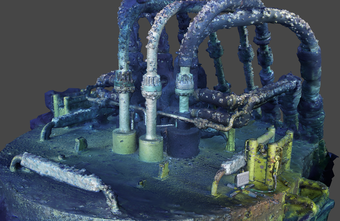 Photogrammetry model of a complex subsea module and pipework